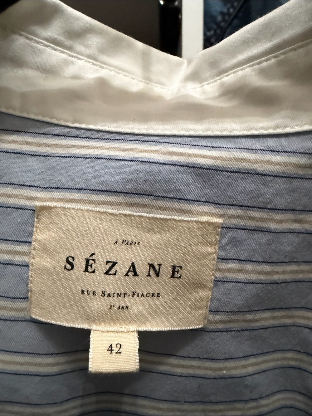Sezane Bilma Blue and White Striped Button-Down Shirt - Picture 3 of 4